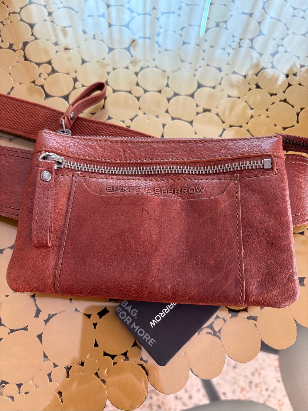 SPIKES & SPARROW Brown Leather Waist or Crossbody Bag! Beautiful. New!